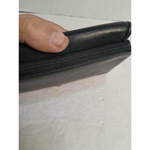 Fossil Black Leather Bifold Zip Around Wallet Organizer Zipper Has Wear - Picture 13 of 13